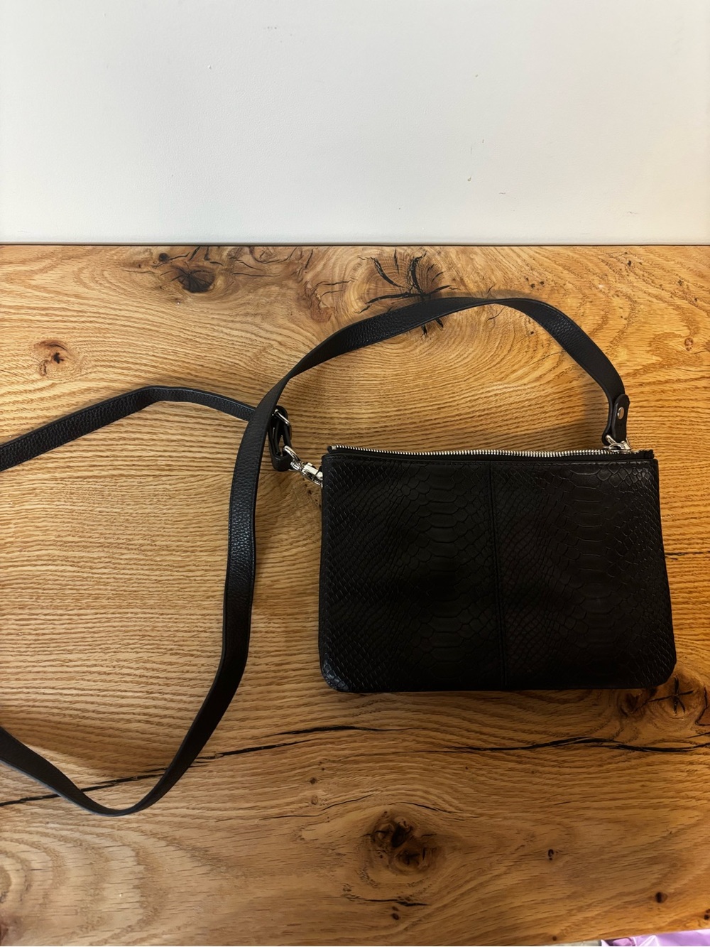 thirty-one Black Textured Crossbody with Adjustable Strap